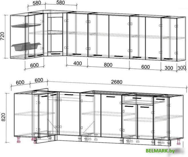 Готовая кухня Интерлиния Мила 12x27 без столешницы (дуб молочный/дуб венге) - фото2