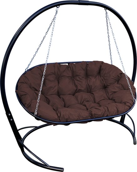 Подвесной диван M-Group Мамасан 12120405 (черный/коричневая подушка) - фото