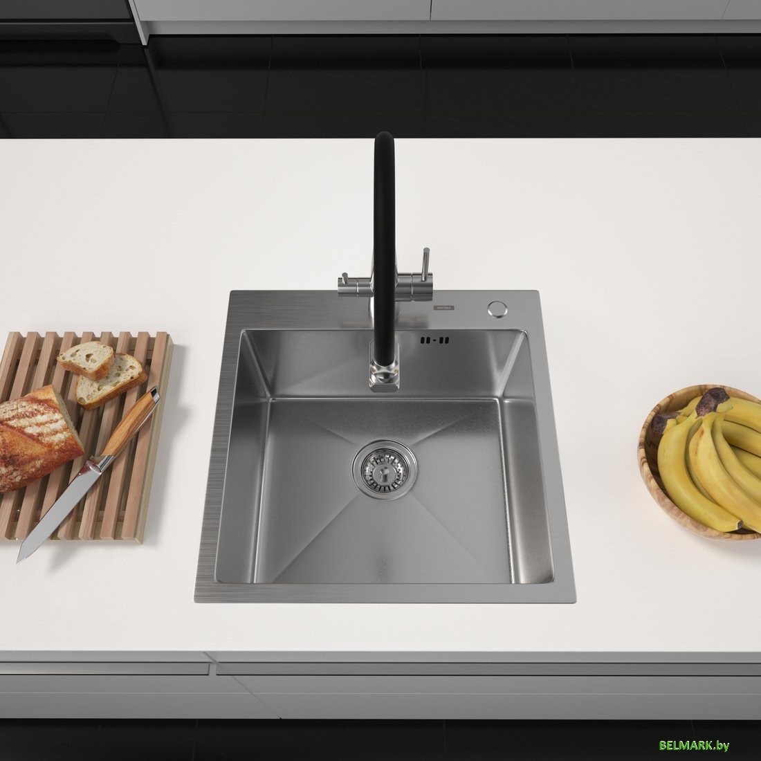 Кухонная мойка ARFEKA Eco AR 500*500 Satin Decor Volcanic Rock - фото2