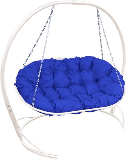 Подвесной диван M-Group Мамасан 12120110 (белый/синяя подушка) - фото