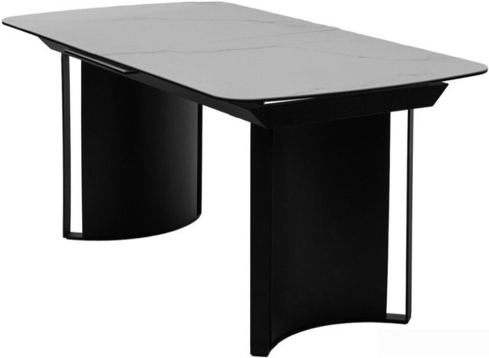 Кухонный стол M-City Rasmus 160 TL-45 626M04968 (белый мрамор/черный каркас) - фото