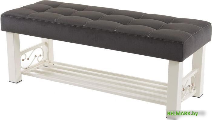 Банкетка AMC Lux 5 с полкой ткань бежевый/коричневый/бежевый 5.2Б120323 - фото