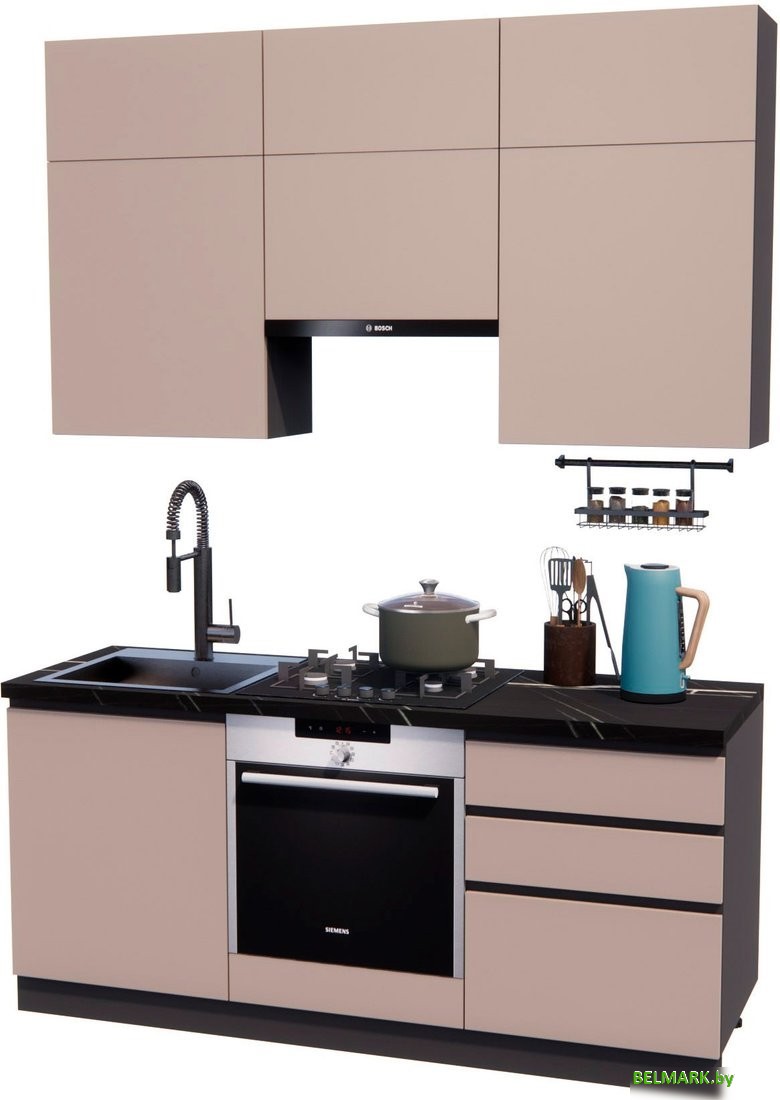 Готовая кухня ВерсоМебель Эко Премиум 1.8 (глиняный серый/ст. тунис) - фото