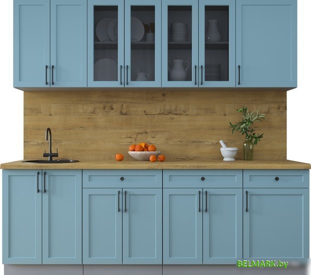 Готовая кухня Интерлиния Тренд 2.3А (океан/океан/дуб бунратти) - фото