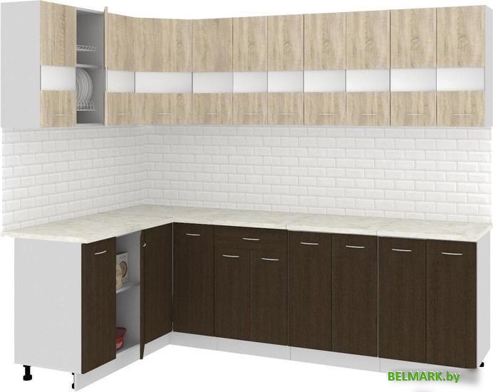 Угловая кухня Кортекс-мебель Корнелия Экстра 1.5x2.6м (дуб сонома/венге/мадрид) - фото