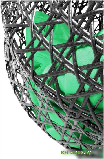 Подвесное кресло M-Group Для двоих Люкс 11510404 (черный ротанг/зеленая подушка) - фото2