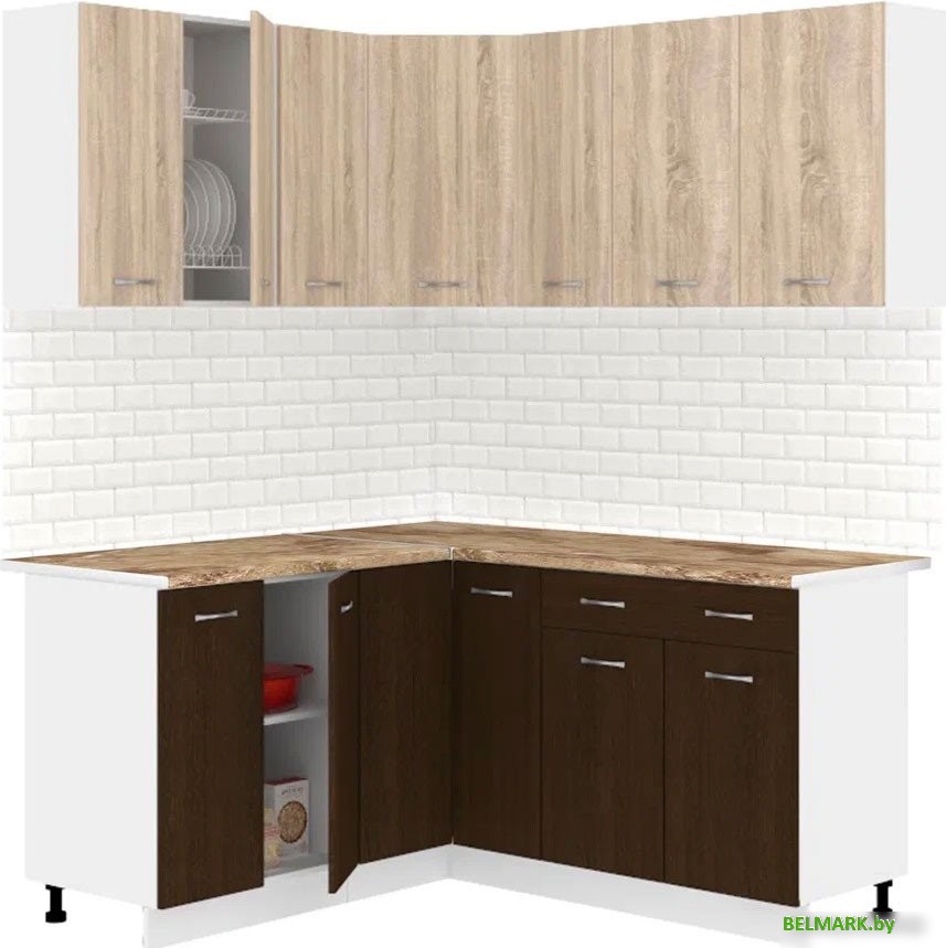 Готовая кухня Кортекс-мебель Корнелия Лира 1.5x1.7 (дуб сонома/венге/мадрид) - фото