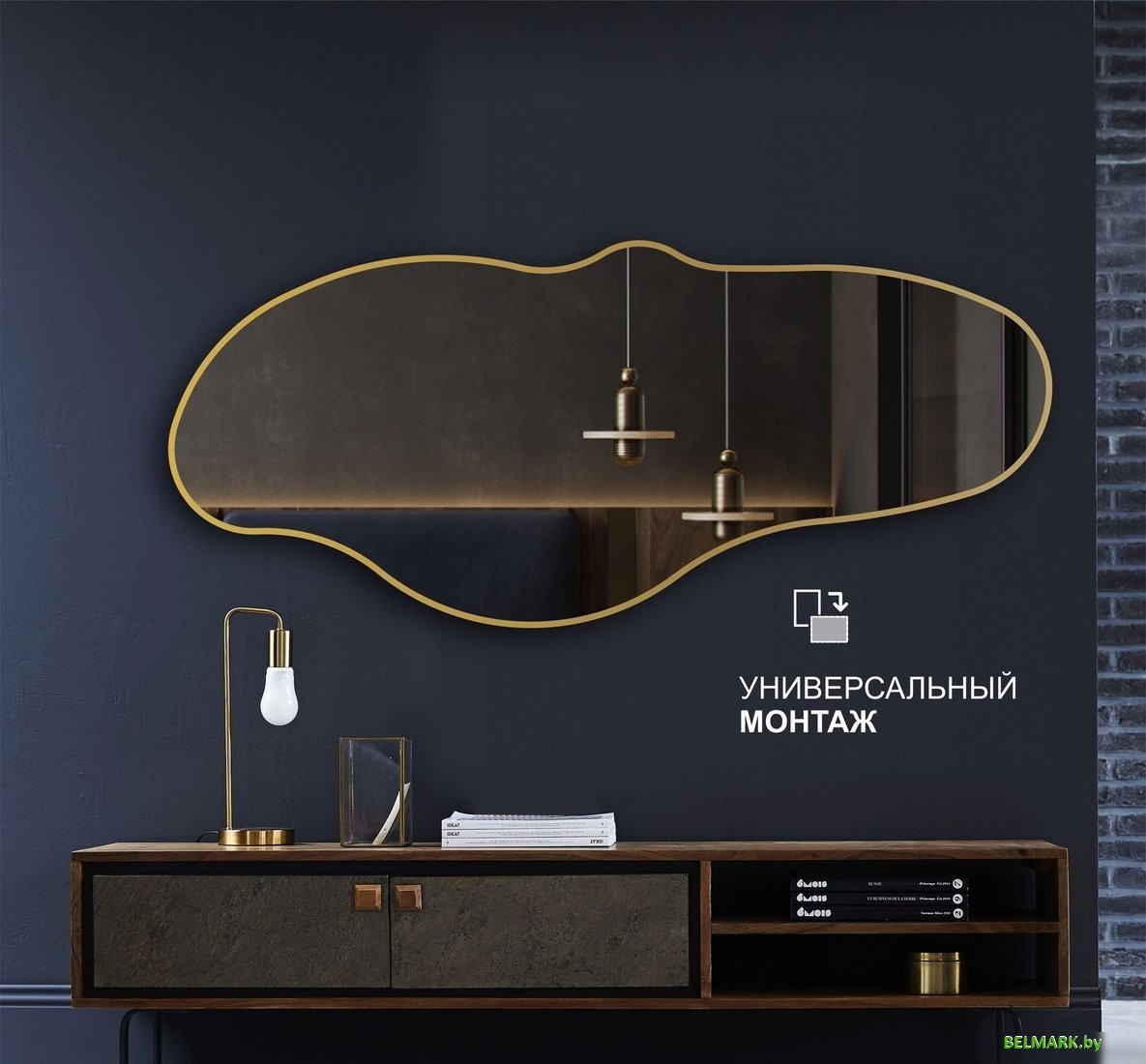 Зеркало Алмаз-Люкс Д-106 160x70 (с золотой окантовкой) - фото2