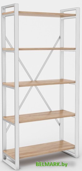 Стеллаж Hype Mebel Стандарт-2 80x170 (белый/дуб галифакс натуральный) - фото
