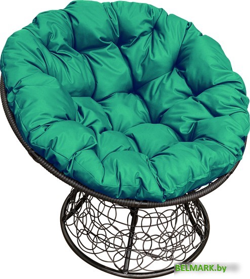 Кресло M-Group Папасан 12020404 (черный ротанг/зеленая подушка) - фото