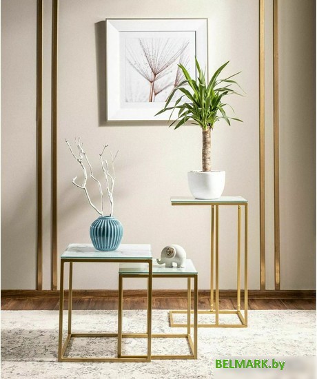 Журнальный столик Signal Symphony G (белый мрамор/золотой) - фото2