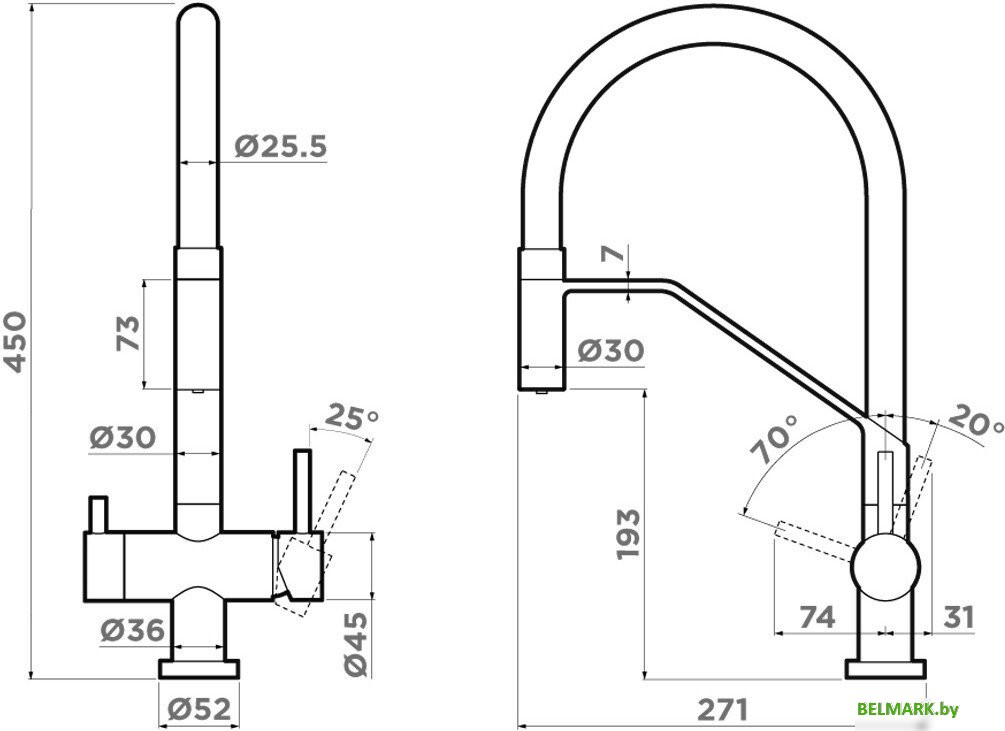 Смеситель Omoikiri Akeno-LG (светлое золото/черный) - фото2