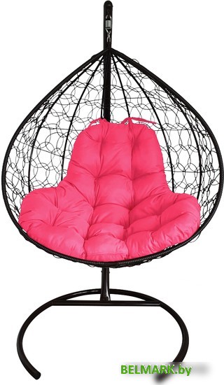 Подвесное кресло M-Group XL 11120408 (черный ротанг/розовая подушка) - фото