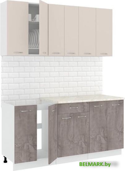 Готовая кухня Кортекс-мебель Корнелия Лира-лайт 1.7м (капучино/оникс/королевский опал) - фото