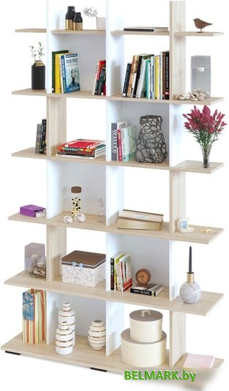 Стеллаж Сокол СТ-6 (дуб сонома, белый) - фото