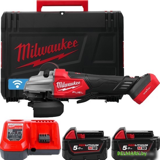 Угловая шлифмашина Milwaukee M18 Fuel One-Key M18FSAGSVO125X-502X 4933493553 (с 2-мя АКБ 5 Ач, кейс) - фото