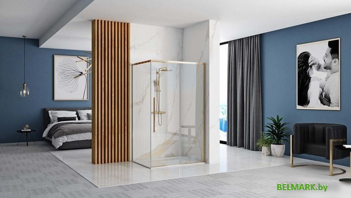 Душевой уголок Rea Solar 100x80 (золото/прозрачное стекло) - фото2