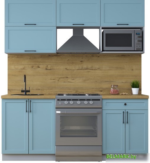 Готовая кухня Интерлиния Тренд 1.9В (океан/океан/дуб бунратти) - фото