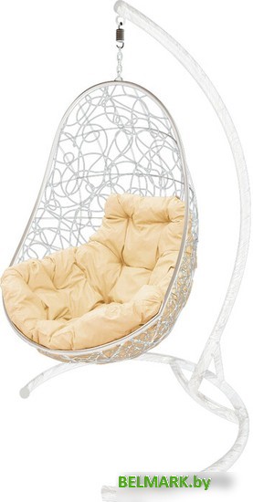 Подвесное кресло M-Group Овал 11140101 (белый ротанг/бежевая подушка) - фото