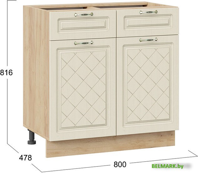 Шкаф напольный Трия Бьянка 1Н8Я1 (дуб крафт золотой/дуб ваниль) - фото2