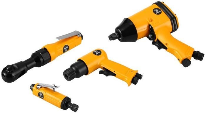 Deko Premium SET 34 018-0908 (прямая пневмошлифмашинка, пневмотрещотка, пневмодолото, пневмогайковерт) - фото2