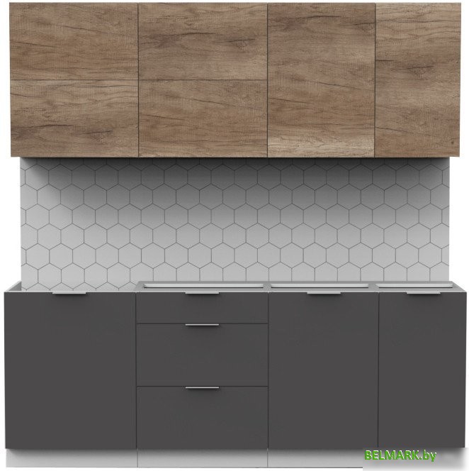 Готовая кухня Интермебель Микс Топ-36 2.1м без столешницы (дуб каньон/графит серый) - фото