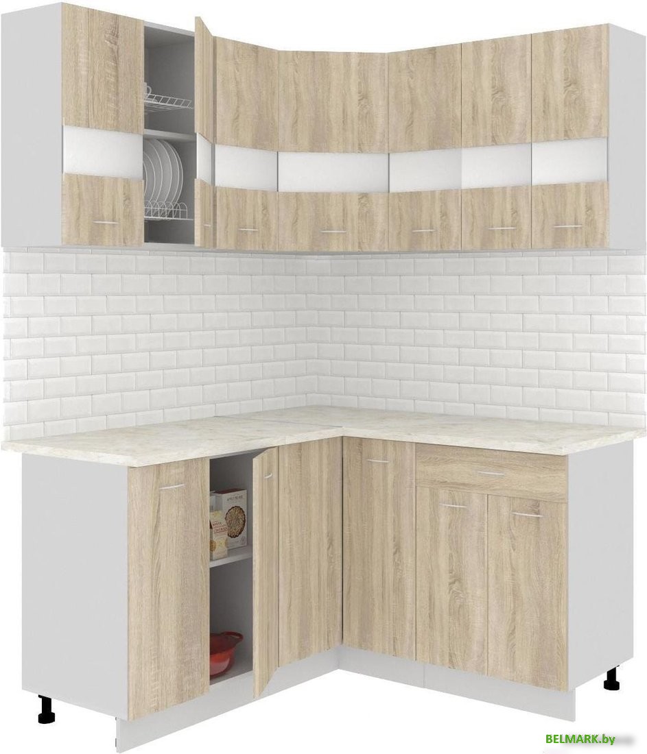 Готовая кухня Кортекс-мебель Корнелия Экстра 1.5x1.5м (дуб сонома/мадрид) - фото