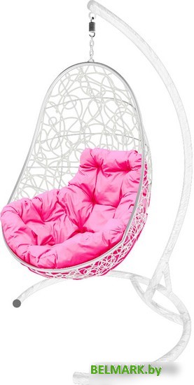 Подвесное кресло M-Group Овал 11140108 (белый ротанг/розовая подушка) - фото