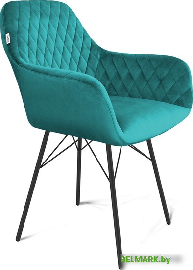 Стул с подлокотниками Sheffilton SHT-ST38/S64 (альпийский бирюзовый/черный муар) - фото