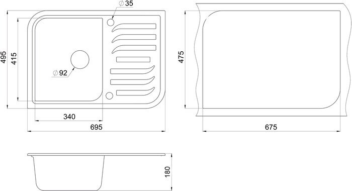 Кухонная мойка Granula 7001 (песок) - фото2