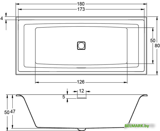 Ванна Riho Still Square Led 180x80 BR0100500K00131 (левая, без ножек) - фото2