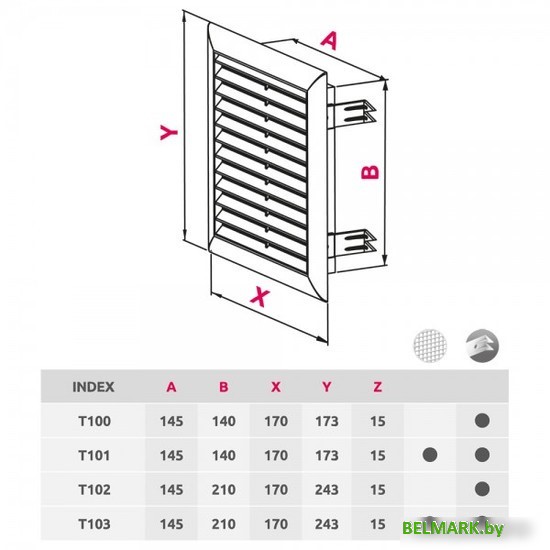 Вентиляционная решетка Awenta Express T100CZ 17x17 (черный) - фото2