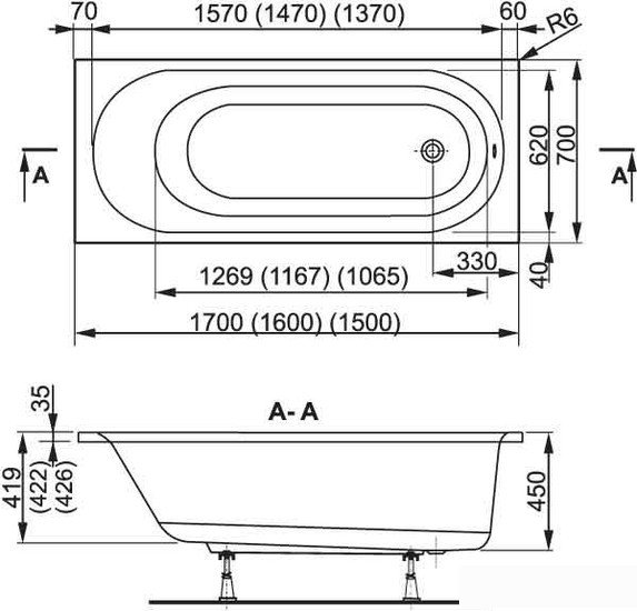 Ванна VagnerPlast Kasandra 170 - фото2