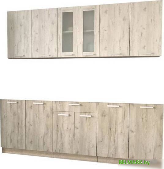 Готовая кухня Интерлиния Мила 22 без столешницы (дуб белый/дуб серый) - фото
