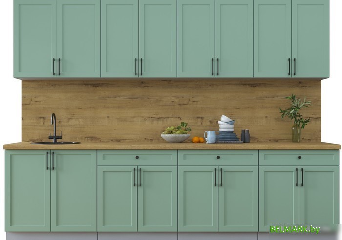 Готовая кухня Интерлиния Тренд 2.9А (мята/мята/дуб бунратти) - фото