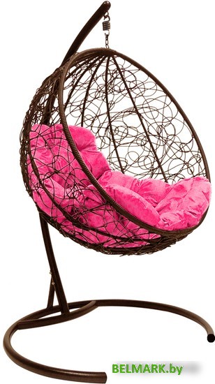 Подвесное кресло M-Group Круг 11050208 (коричневый ротанг/розовая подушка) - фото