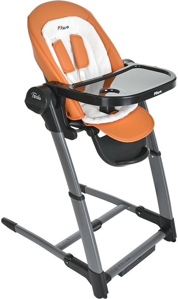 Высокий стульчик Pituso Triola (черная рама/оранжевый) - фото