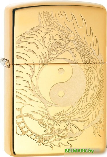 Зажигалка Zippo High Polish Brass Tiger and Dragon Design 49024 - фото