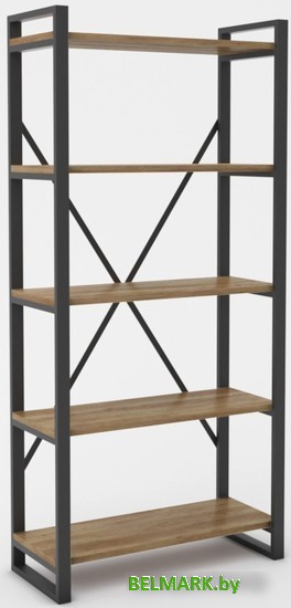 Стеллаж Hype Mebel Стандарт-2 80x170 (черный/дуб галифакс олово) - фото