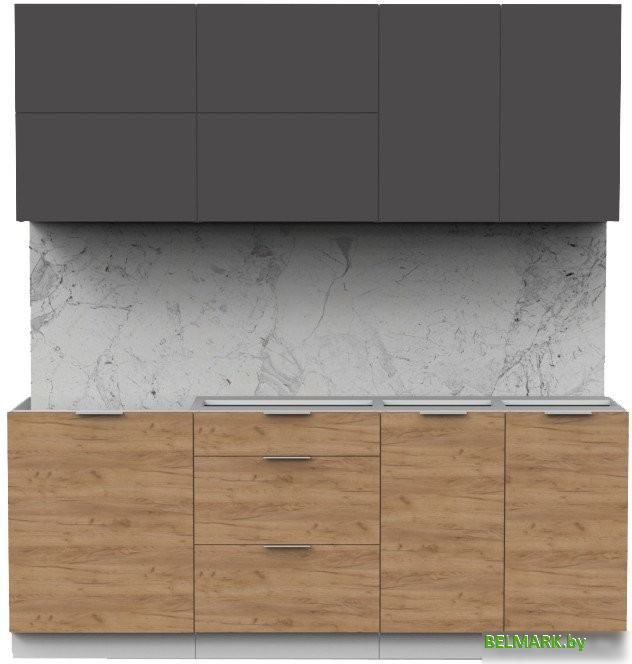 Готовая кухня Интермебель Микс Топ-35 2.0м без столешницы (графит серый/дуб крафт золотой) - фото