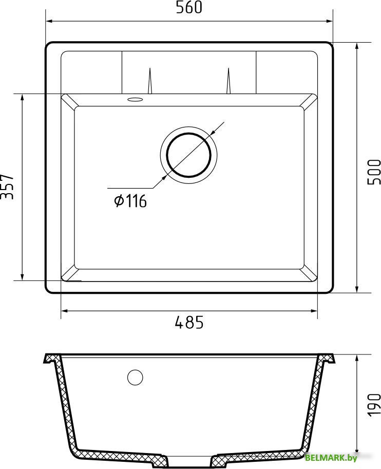 Кухонная мойка GranFest Quadro 561 (серый) - фото2