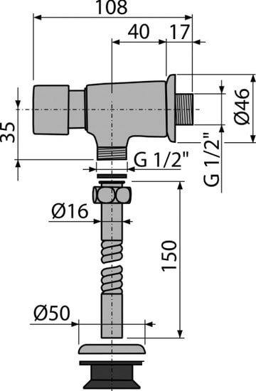 Запорная арматура Alcaplast Кнопочный сливной вентиль 1/2" ATS001 - фото2
