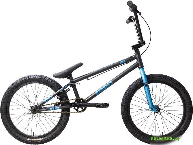 Велосипед Stark Madness BMX 4 2025 (графит матовый/синий металлик/черный) - фото