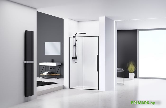 Душевая дверь Rea Solar 90 (черный/прозрачное стекло) - фото2