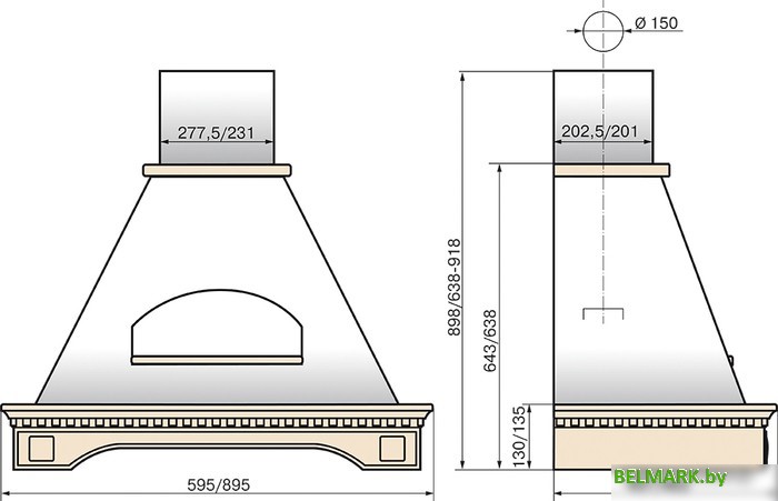 Кухонная вытяжка Elikor Бельведер Флореале 90П-650-П3Д (бежевый/дуб неокрашенный) - фото2