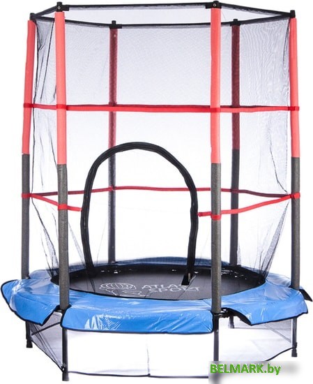 Батут Atlas Sport 140 см - 4.5ft (на эластичных ремнях, синий) - фото
