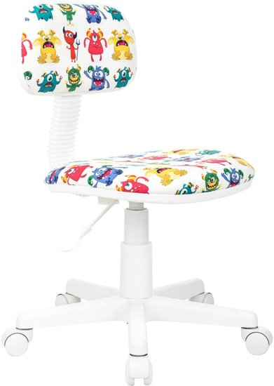 Компьютерное кресло Бюрократ CH-W201NX (белый монстры/пластик белый) - фото