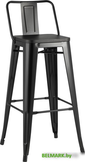 Стул Stool Group Tolix Wood со спинкой YD-H765E-W LG-01 (черный глянцевый/темное дерево) - фото