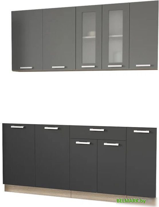 Готовая кухня Интерлиния Мила 17 без столешницы (серебристый/антрацит) - фото