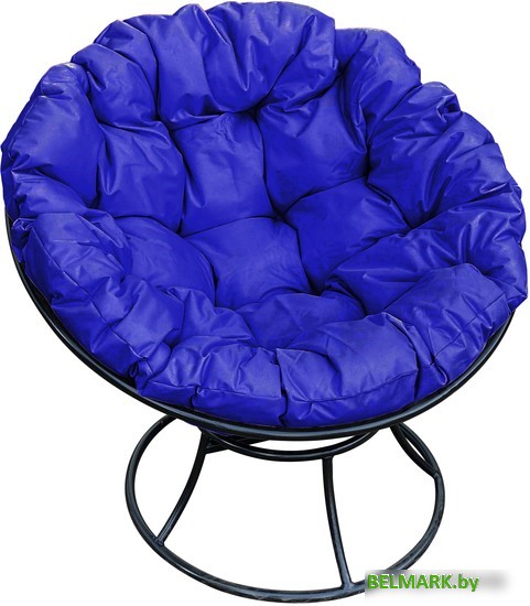 Кресло M-Group Папасан 12010410 (черный/синяя подушка) - фото